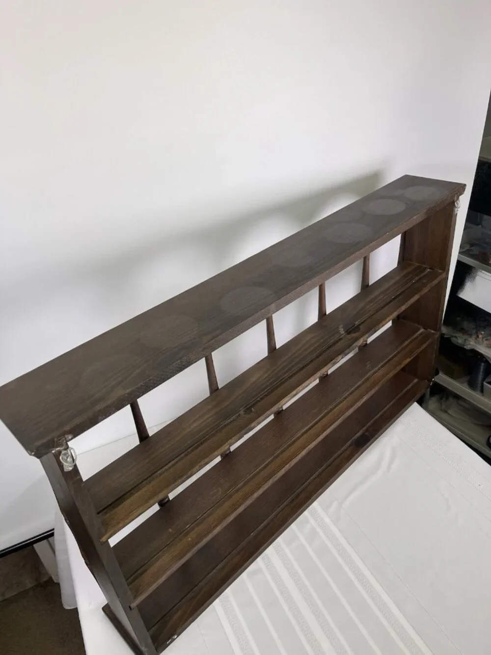 Vintage Colonial Revival Wooden Wall Shelf Spindle Knick Knack Rack Cottagecore